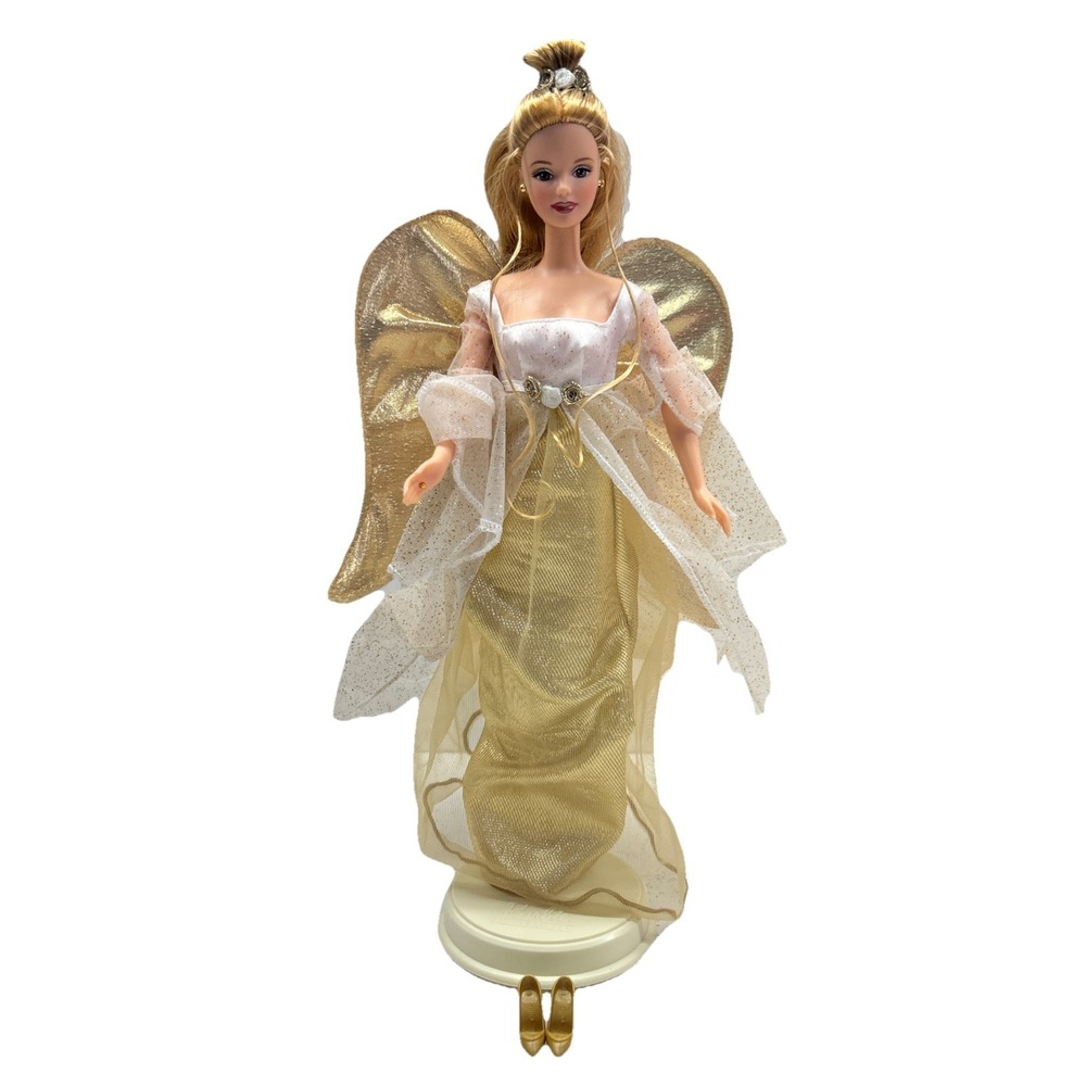 Vintage 1966 Mattel Barbie Angel Doll Gold Wings Dress Holiday Decor With Stand‎